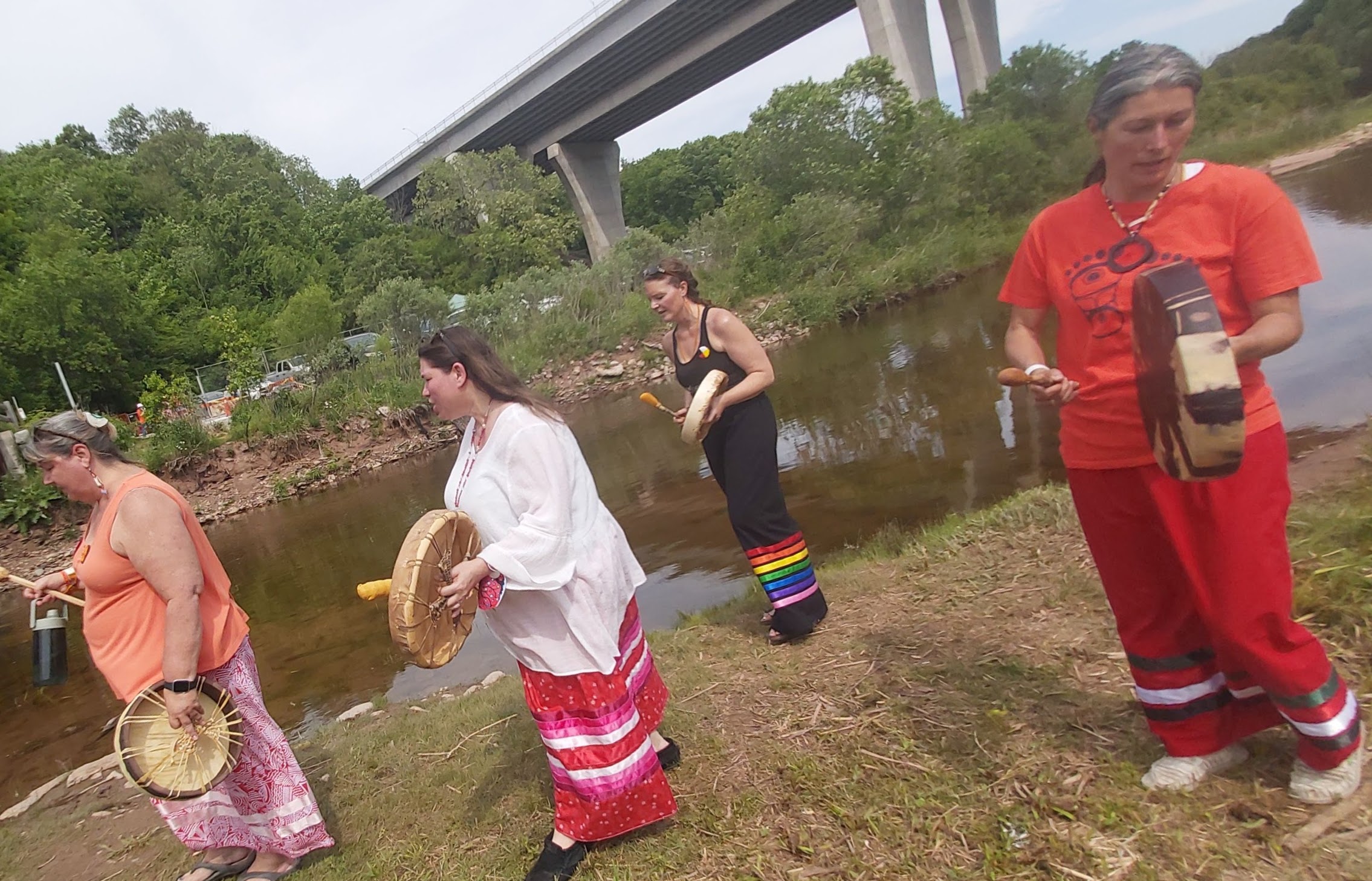 Local Indigenous community participate in healing ceremony on on the banks of Sixteen Mile Creek | A healing circle organized by Stephen Paquette met at Lion